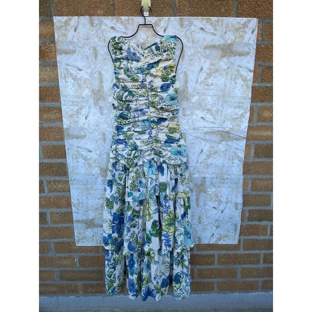 Abercrombie & Fitch High Neck Ruched Tiered Maxi Dress size XS